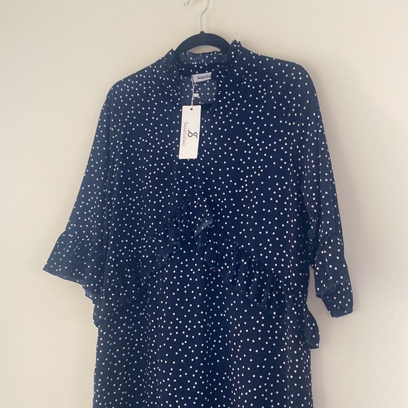 Jasambac polka dot blue & white dress size S - Picture 3 of 9